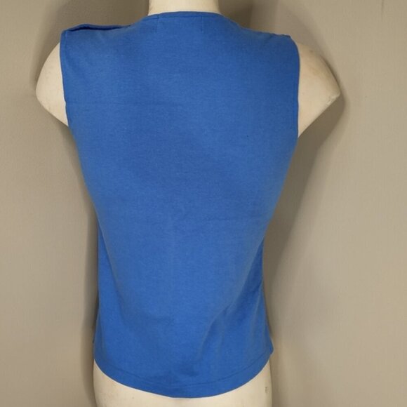 PIERRE BALMAIN Vintage Blue cotton tank Top shell L fits M - Picture 3 of 9